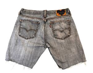 Levi's 527 Denim Cut Off Shorts W34/35 Raw Hem Medium Wash Blue Woman Jorts